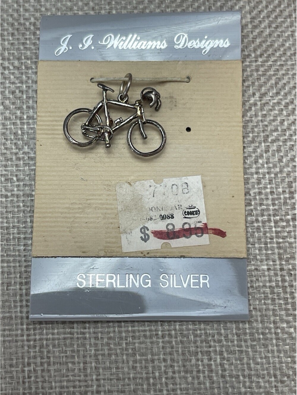 VTG J.J. Williams Sterling Silver 925 Bicycle Bike Charm Pendant NOS